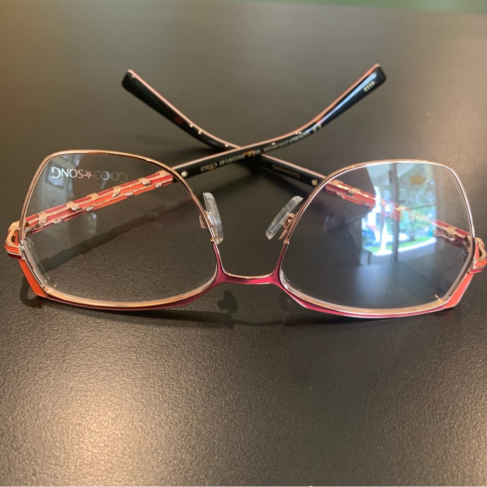 Women's Red Accent Rectangular Eyeglasses NWT - image 8
